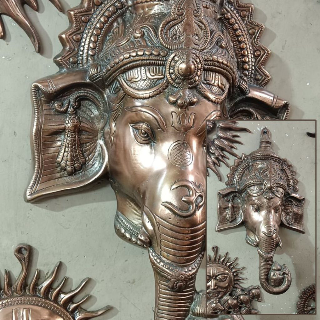 Majestic Bronze Ganesha Wall Hanging – Spiritual Decor